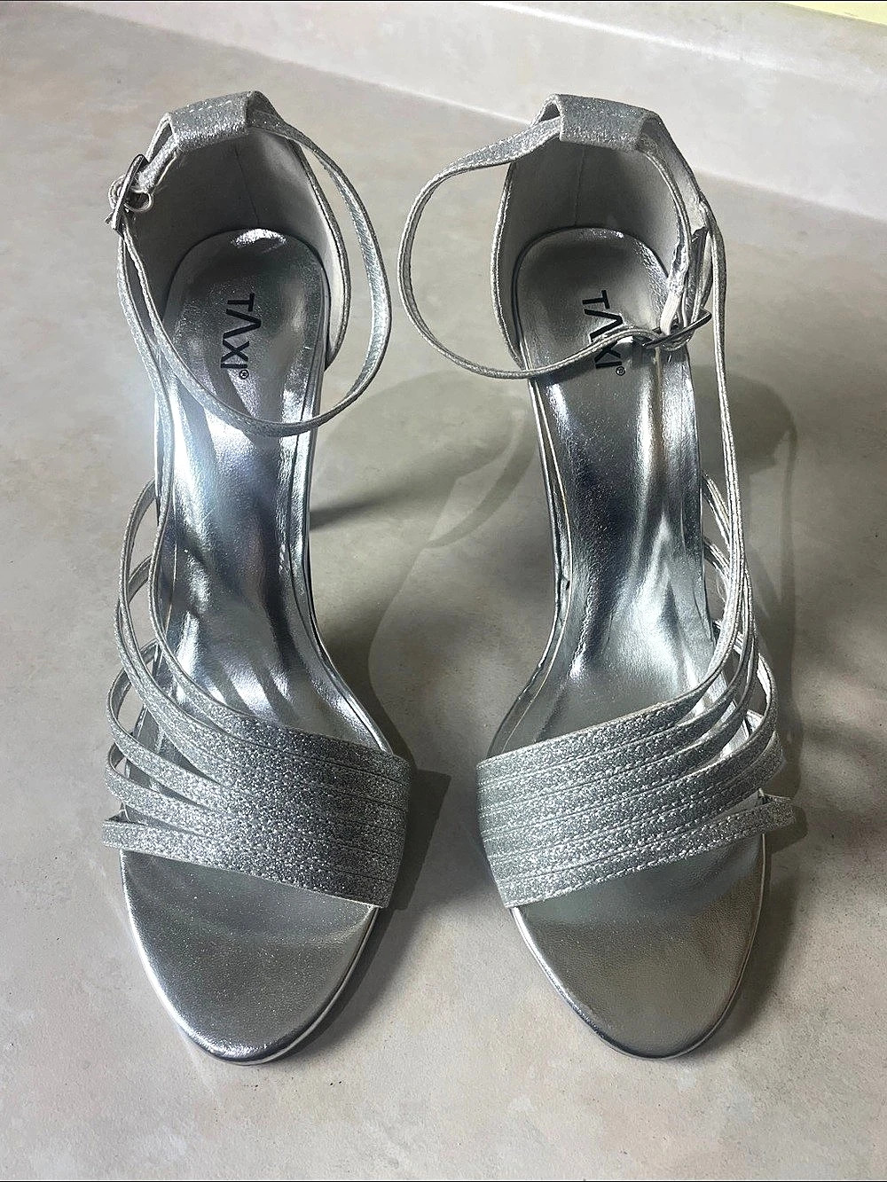 TAXI Silver Strappy Women’s Heels US 8